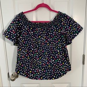 J.Crew Ratti Happy Cat Off-the-Shoulder Top - 8